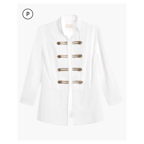 NWT $129 CHICOS white Peplum Military Jacket 0 Petite SP - Picture 3 of 7